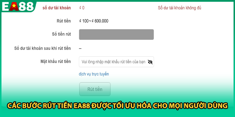Các bước rút tiền EA88 được tối ưu hóa cho mọi người dùng